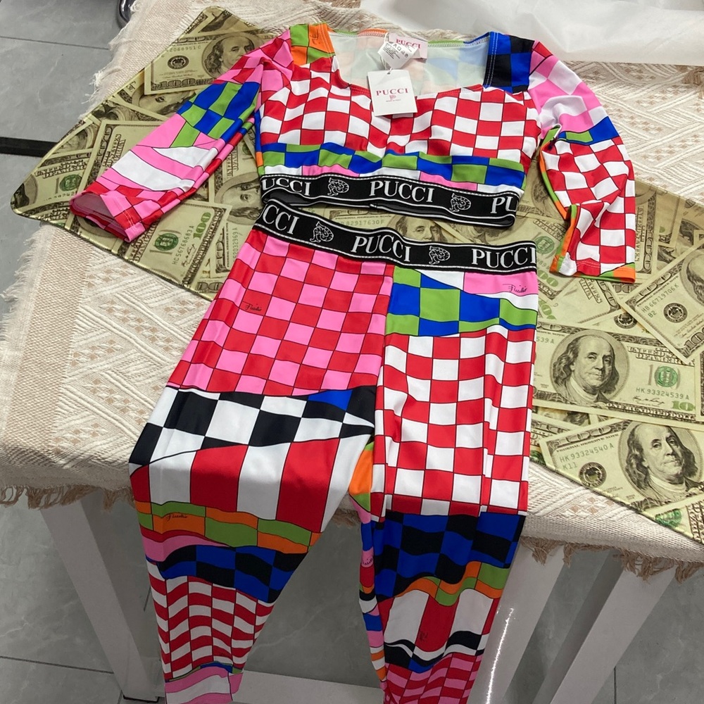 Emilio Pucci Multicolor Checkerboard & Stripe Set